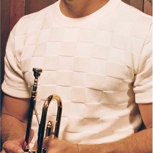 White Checker Knit Tee, never worn